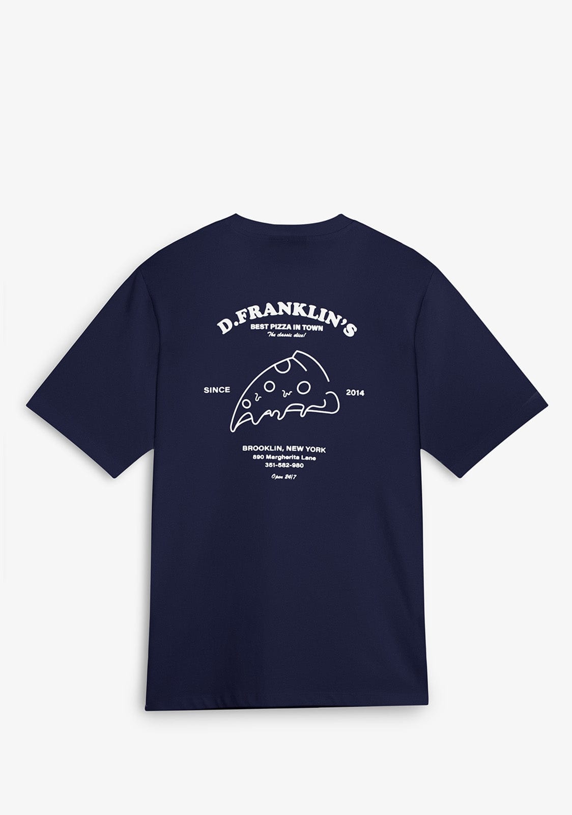 Best Pizza T-Shirt Navy / White