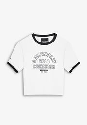 Contrast Ribbed Cropped T-Shirt White