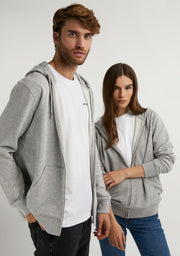 Embroidery  Logo Zip Hoodie Grey